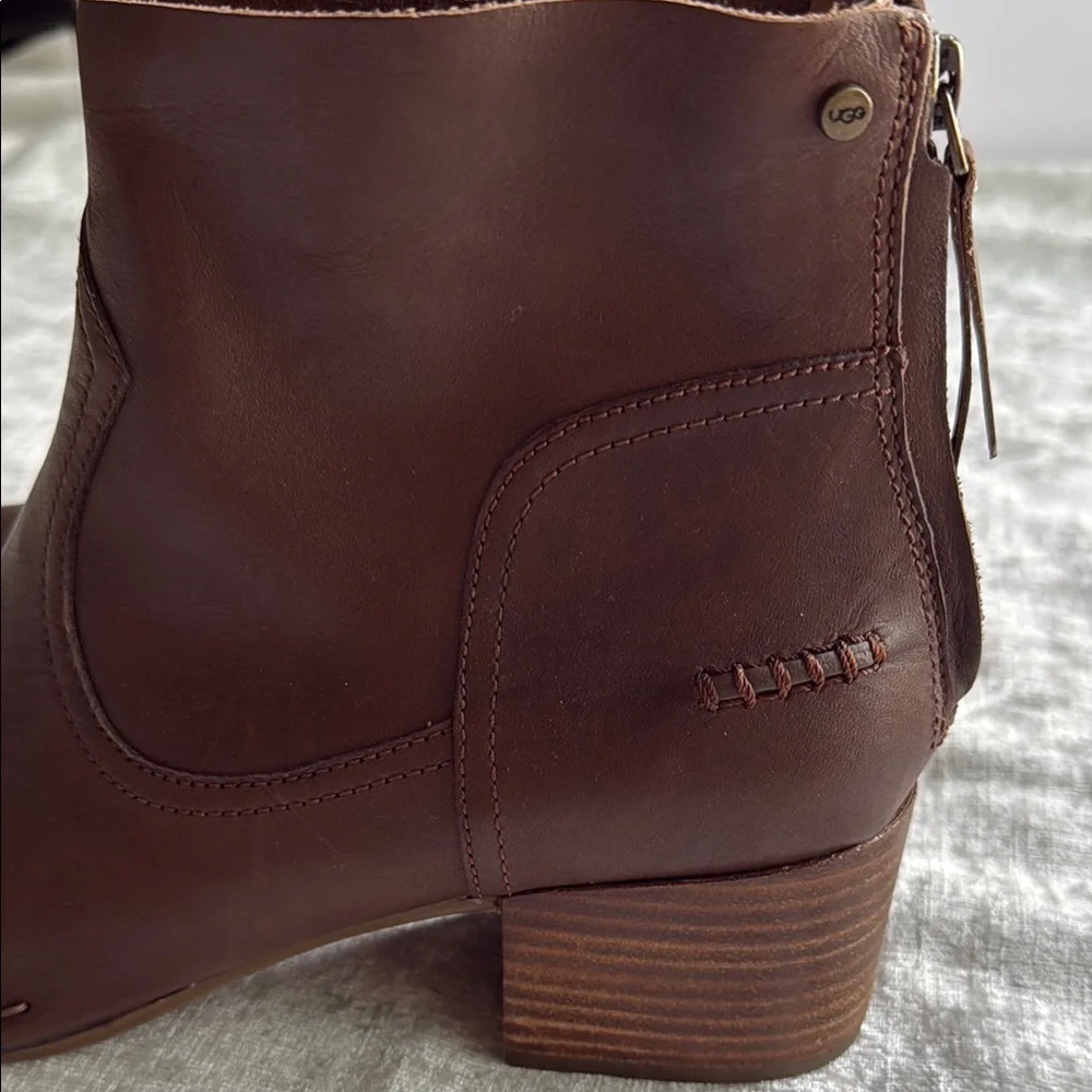 UGG Brown Suede Ankle Booties with Block Heel New Never Worn (11)